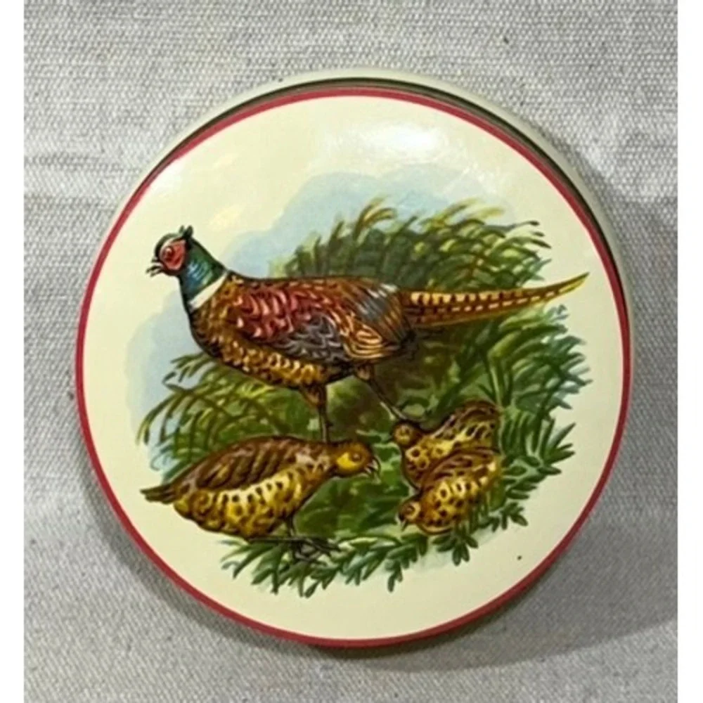 Vintage Riley's Toffee Tin Pheasant Game Bird Made in England Halifax Round 4.5
